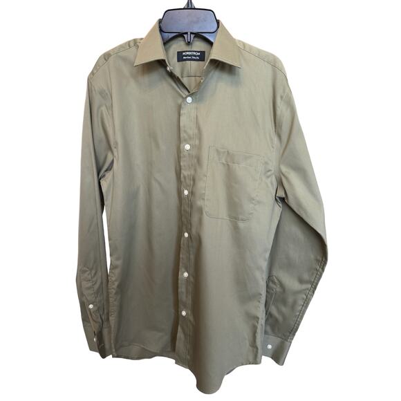 New ~ NORDSTROM ~ Trim Fit Non-iron Dress Shirt Size 16.5 (32/33) SUPIMA Cotton - Picture 2 of 5